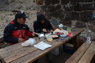 11 Agustin And Carla Prepare Our Afternoon Snack At Pampa de Lenas 2862m On The Trek To Aconcagua Plaza Argentina Base Camp.jpg